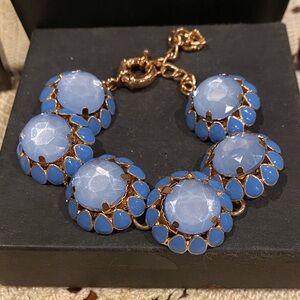 Elegant Blue Cabochons and Gold Accents Women's Bracelet